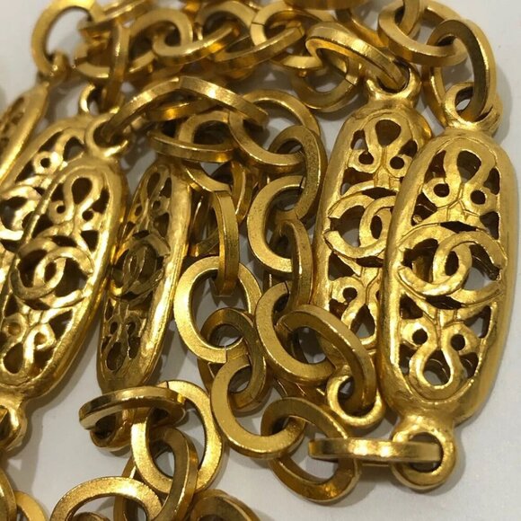 CHANEL CC Logos Charm Long Chain Necklace 39" Gold Tone 95P Auth #2509 - Picture 5 of 8